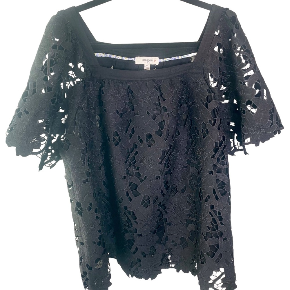 Umgee Black Floral Lace Blouse - Picture 4 of 9